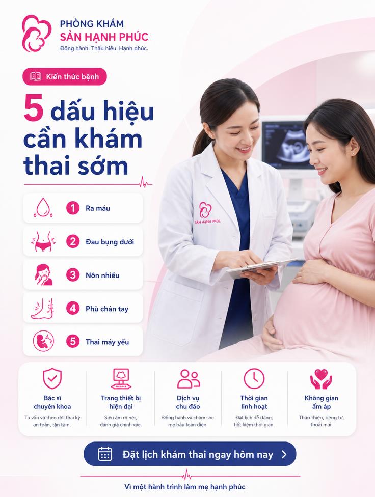 5 dấu hiệu cần khám thai sớm — Phòng khám Sản Hạnh Phúc